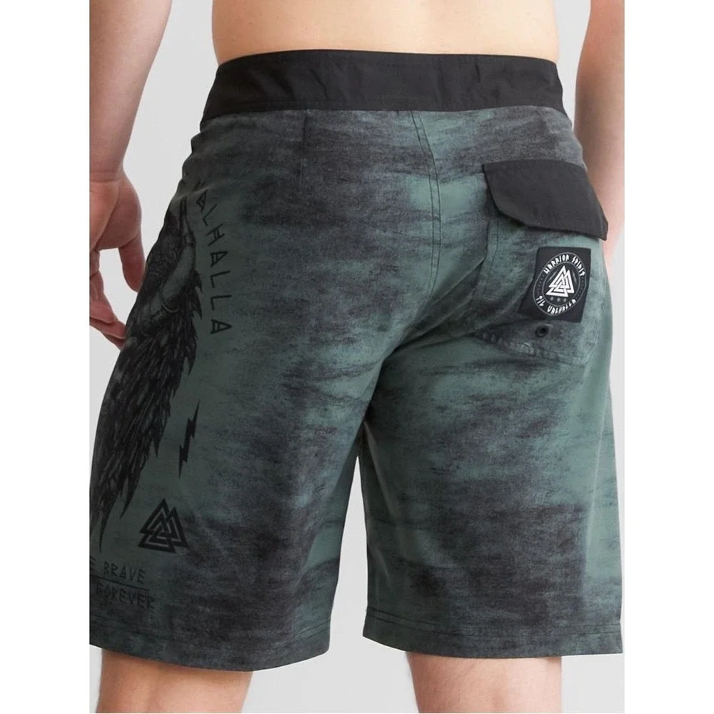 HOWITZER Halls Boardshort Size 42 Swim Trunk Shorts Army Green Unlined‎ Beach
